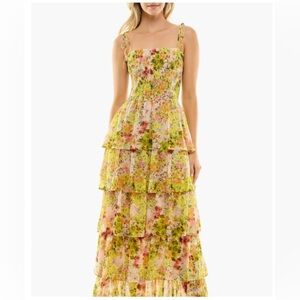 Nordstrom Socialite Floral Print Smocked Tiered Maxi Dress